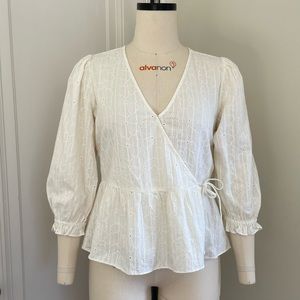 Madewell Eyelet Peplum Surplus Blouse